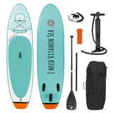 EASYmaxx Stand-Up Paddle-Board - 2020 - 300cm - weiß/blau mit Paddel, Pumpe, Tragetasche und 3 Finnen, belastbar bis 110 kg.
