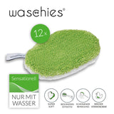 waschies Baby- & Kinder-Waschpads 12er-Set grün/weiß, sanfte, wiederverwendbare Reinigung nur mit Wasser, besonders weich und saugfähig.