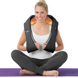 MAXXMEE Shiatsu-Massagegerät für Nacken & Schulter grau/schwarz mit Rotlicht-Wärmefunktion und 4 Massagebällen zur Muskelentspannung.