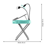 MAXXMEE Fußstütze Pediküre Salon Step mint/weiß mit 5-fach verstellbarer Fußablage, LED-Licht-Lupe und USB-Trockenlüfter-Aufsatz.