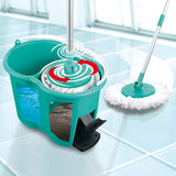 CLEANmaxx Power-Wischmopp mit Zwei-Kammer-Filtersystem, türkis, zum Auswringen ohne Bücken für streifenfreie Sauberkeit.