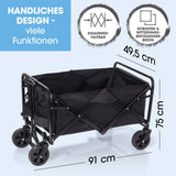 EASYmaxx Bollerwagen mit kleinen Rädern – faltbar, stabiler Stahlrohrrahmen, witterungsbeständiger Bezug, 360° drehbare Vorderräder, schwarz.