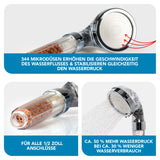 EASYmaxx Wellness-Duschkopf Mineralperlen mit 3 Wasserstrahl-Modi, 344 Mikrodüsen, Wasserfilterfunktion, spart 30% Wasser, 1/2 Zoll Anschlüsse.