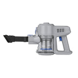 MAXXMEE Akku-Zyklon-Staubsauger hellgrau/blau mit 22.2V Akku, 35 Min Laufzeit, verstellbarem Teleskoprohr und EPA-Filter 11.