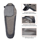 Where Tomorrow Camping Schlafsack Small & Light, wasserabweisend, mit Konturkapuze, Wärmekragen, 220 x 80 x 50 cm, hellgrau