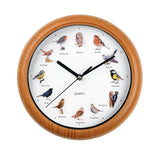 Wanduhr Küchenuhr Uhr Analog Vogelstimmen mit 12 Singvogelstimmen, naturgetreue Motive, 25 cm, batteriebetrieben, automatische Abschaltung Nachtzeit.