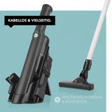 MAXXMEE Akku Hand- & Bodenstaubsauger mit BLDC-Motor anthrazit, kabellos, beutellos mit EPA-Filter und praktischem Verlängerungsrohr.