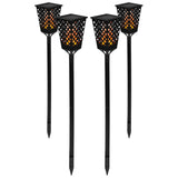 PRIMA GARDEN Solar-Leuchte Fackel - 4er-Set schwarz mit flackerndem LED-Fackel-Effekt, solarbetrieben, kabellos für Garten und Balkon.