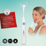 MAXXMEE Zungenreiniger - Dual Frequency Ultraschall-Technologie in weiß/mint für bakterienfreie, frische Zunge und verbesserte Mundhygiene.