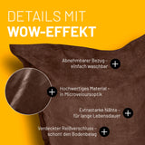 LUMALAND XXL Microvelours Sitzsack 380L Braun mit abnehmbarem Bezug, Microveloursoptik und verdecktem Reißverschluss.