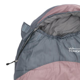 Where Tomorrow Camping Schlafsack Classic Mumienschlafsack in Rosé, wasserabweisend mit Konturkapuze und Wärmekragen, 230x80x55 cm.