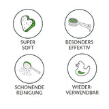 waschies Baby- & Kinder-Waschpads 6er-Set grün/weiß mit superweichen, effektiven, schonenden und wiederverwendbaren Reinigungseigenschaften
