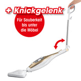 CLEANmaxx Dampfbesen - Mit Knickgelenk in gold/weiß für Reinigung bis unter Möbel und vielseitige Haushaltsflächen.