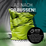 LUMALAND Sitzsack Classic XXL (380 L) in Grün, wetterfest, für In- und Outdoor, wasserabweisend und robust mit extrastarken Nähten.
