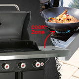 LANDMANN Gasgrill Rexon PTS 3.1 schwarz mit drei Edelstahl-Brennern und seitlichem Seitenbrenner für vielseitiges Grillen.