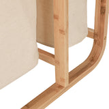 LUMALAND Wäschekorb aus Bambus mit 1 XL Fach und 2 Kompaktfächern in Beige, 49,5 x 33 x 71 cm, modernes Design, Stoffsäcke.