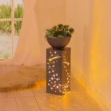 EASYmaxx LED-Dekosäule mit Pflanzschale Sternschnuppe, Beton-Optik mit LED-Beleuchtung und Timerfunktion für Garten und Wohnzimmer.