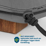 Hoberg Gartenstuhl-Abdeckung mit Kordelzug, wetterfest und UV-beständig, mit stabilem Halt dank anpassungsfähiger Kordel.