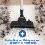 CLEANmaxx Akku-Hand- & Bodenstaubsauger - anthrazit/blau reinigt Teppiche und Hartböden mit starker Bodendüse zuverlässig.