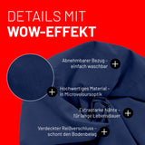 LUMALAND Luxury XL PLUS Sitzsack Dunkelblau mit abnehmbarem Bezug, stark genäht, Microvelours-Optik und verdecktem Reißverschluss.