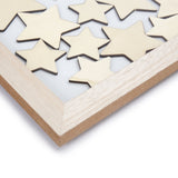 LUMALAND Gästebuch aus Holz mit Fotorahmen in der Mitte und frei gestaltbaren 75 Holzsternen für persönliche Anlässe.