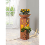 EASYmaxx LED-Dekosäule 3D Rost-Optik "Libelle" - 72 cm mit LED-Beleuchtung, abnehmbarer Pflanzschale, ideal für Balkon, Garten und Wohnzimmer.