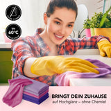 MAXXMEE Politurtuch Mikrofaser in beere/flieder/lila zur Nassreinigung und Trockenpolieren für streifenfreie, chemiefreie Reinigung.