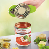GOURMETmaxx Dosenöffner vollautomatisch weiß/limegreen öffnet mühelos runde Dosen ab 65 mm kabellos und sicher ohne scharfe Kanten.