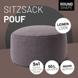 LUMALAND Comfort Line Sitzsack-Hocker 25 x 45 cm in Dunkelgrau, runder Sitzpouf und Fußablage für Indoor-Bereich.