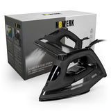 N8WERK Dampfbügeleisen Midnight Black Edition mit 4 Programmen, 250 ml Wassertank, Keramiksohle und 2400W Dampfgenerator.