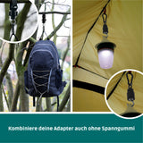 ModulFix - Multifunktionales Spanngummi-System Premium-Set mit Haken und Karabiner zum Befestigen von Rucksack und Lampe.