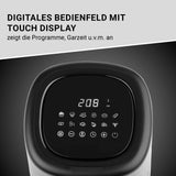 N8WERK Heißluft-Fritteuse - 3,0l mit digitalem Touch-Display zeigt Programme, Garzeit und Timerfunktion übersichtlich an.