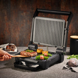 N8WERK Digital-Kontakt-Grill Midnight Edition mit 2000W, Touch-Display, 6 Grillprogrammen und großer antihaftbeschichteter Grillplatte.