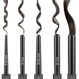 MAXXMEE Hair Curler Profi mit 5 Aufsätzen in verschiedenen Größen für vielfältige Lockenstyles und Hitze-Handschuh in schwarz.