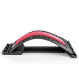 MAXXMEE Rückenbrücke schwarz/rot mit 3-stufig verstellbarem Winkel, Akupressur- und Magnetpunkten für Rückenmassage und Dehnung.