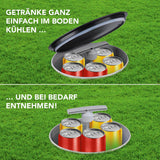 MAXXMEE Flaschenkühler Outdoor für bis zu 13 Flaschen grau mit isoliertem Deckel, ideal zum kühlen und Entnehmen von Getränken im Boden.