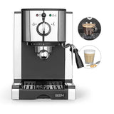 BEEM ESPRESSO-PERFECT Espresso-Siebträgermaschine mit 20 bar Pumpe, Milchschaumdüse und abnehmbarem Wassertank.