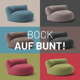 LUMALAND Interior Line Sitzsack-Lounge in sechs Trendfarben, rundes Sofa aus leinenartigem Material, 320l Füllung, 90 x 50 cm, Lime Edition.