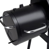 GRILLCHEF Holzkohlegrill Smoker - 116cm - schwarz mit geteilter Feuerbox, emailliertem Grillrost und Temperaturanzeige im Deckel.