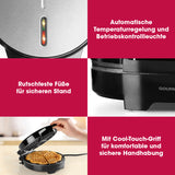 GOURMETmaxx Waffeleisen Herz schwarz/Edelstahl mit automatischer Temperaturregelung, rutschfesten Füßen und antihaftbeschichteten Backflächen.