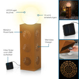Hoberg LED-Dekosäule "Mandala" in Rost-Optik, 21x21x84 cm, mit LED-Kugel, Solar- und USB-Ladung, 3 Lichtmodi, Fernbedienung.
