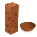 PRIMA GARDEN LED-Dekosäule mit Pflanzschale in Rost-Optik, warmweiße LED, kabellos, mit Timerfunktion, braun, pulverbeschichteter Stahl.