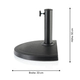 EASYmaxx Sonnenschirmfuß Stein-Optik 50x33x33cm anthrazit, halbrund, wetterfest, massiver Fuß für halbrunde Sonnenschirme.