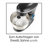 GOURMETmaxx Küchenmaschine schwarz mit 6 Geschwindigkeitsstufen, Turbofunktion und Edelstahl-Rührschüssel 5 l Fassungsvermögen