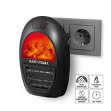 EASYmaxx Mini-Heizung Kamin-Optik 400W schwarz mit LED-Flammeneffekt, digitaler Temperaturanzeige, 12-Stunden-Timer und Fernbedienung.