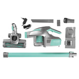CLEANmaxx Akku-Zyklon-Staubsauger türkis/grau mit Aluminium-Steckrohr, Zubehör, Wandhalterung und Ladestation, vielseitig einsetzbar.