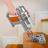 MAXXMEE Akku-Zyklon-Staubsauger Pet Star in Orange/Silber mit rotierender Bodendüse, kabellos und 2-in-1 Hand- & Bodenstaubsauger.