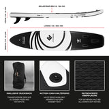 FitEngine Trip SUP-Board Set (Allrounder) - 12'- inkl. Kajaksitz, 6 Inch stabil, mit Action-Cam-Halterung und Rucksack transportabel.