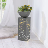 GARVIDA LED-Dekosäule Beton-Optik "Sternschnuppe" mit Pflanzschale, LED-Beleuchtung, Timerfunktion, warmweiß, 59 cm.