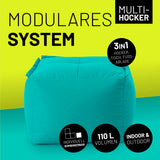 LUMALAND Sitzsack-Hocker - Kombinierbar mit modularen System, 200 L Volumen, 3-in-1 Funktion, Türkis, indoor & outdoor geeignet.